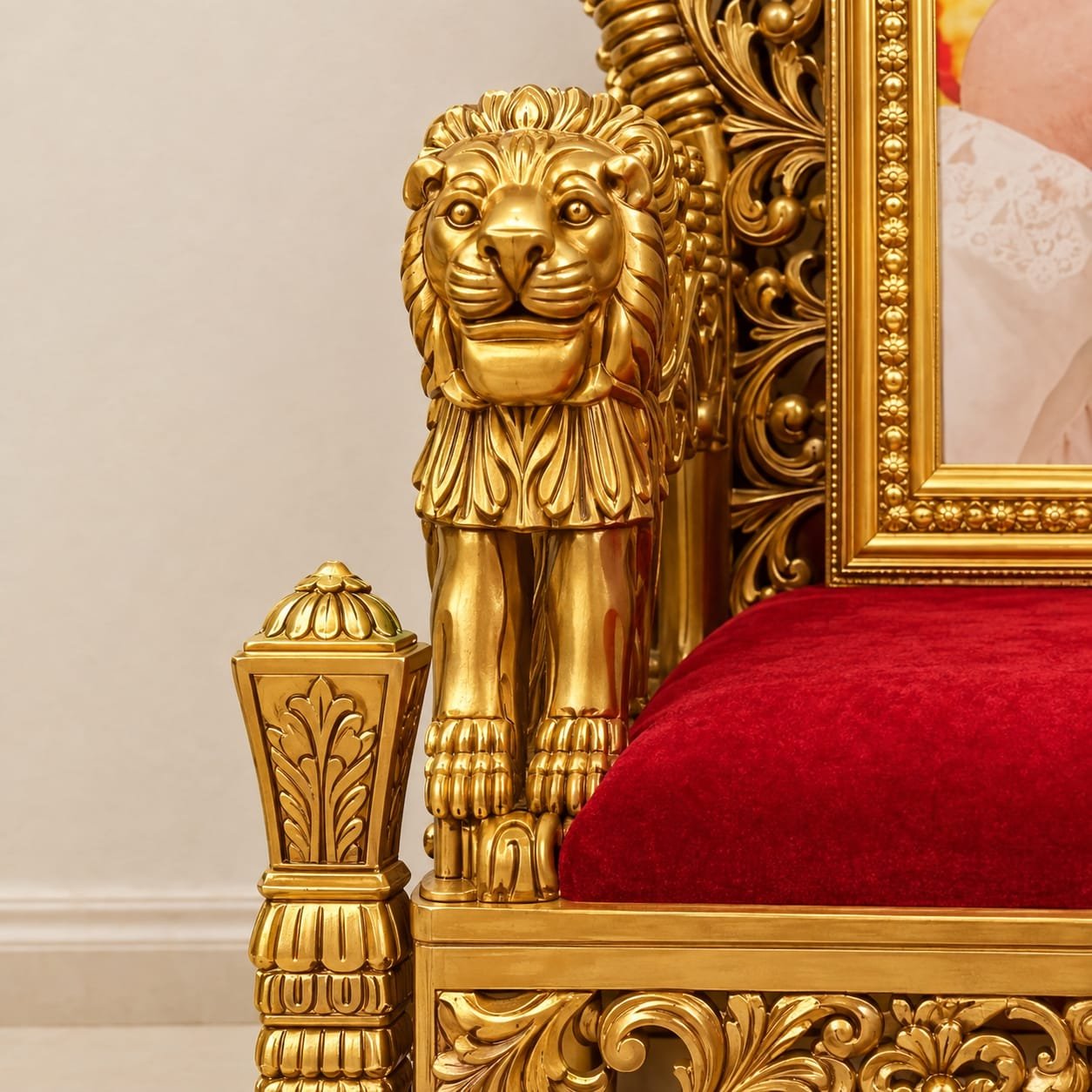 Guru Ji Chair with Paduka and Lion Handle Design