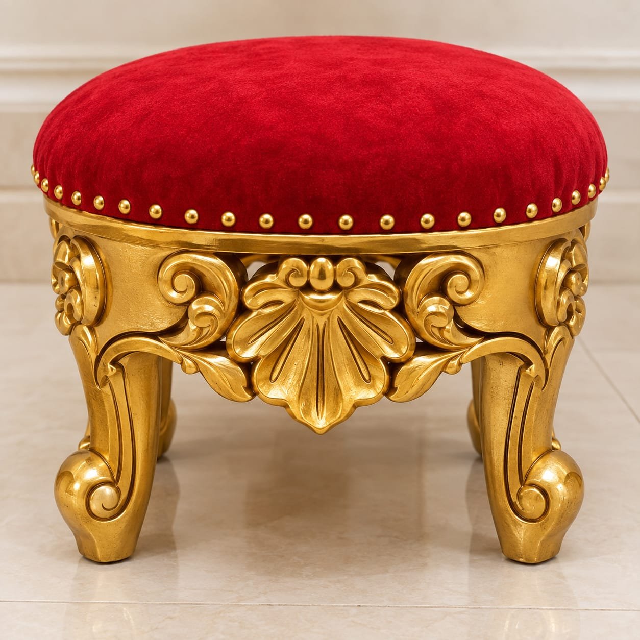Guru Ji Chair with Paduka Chowki in Antique Gold Finish