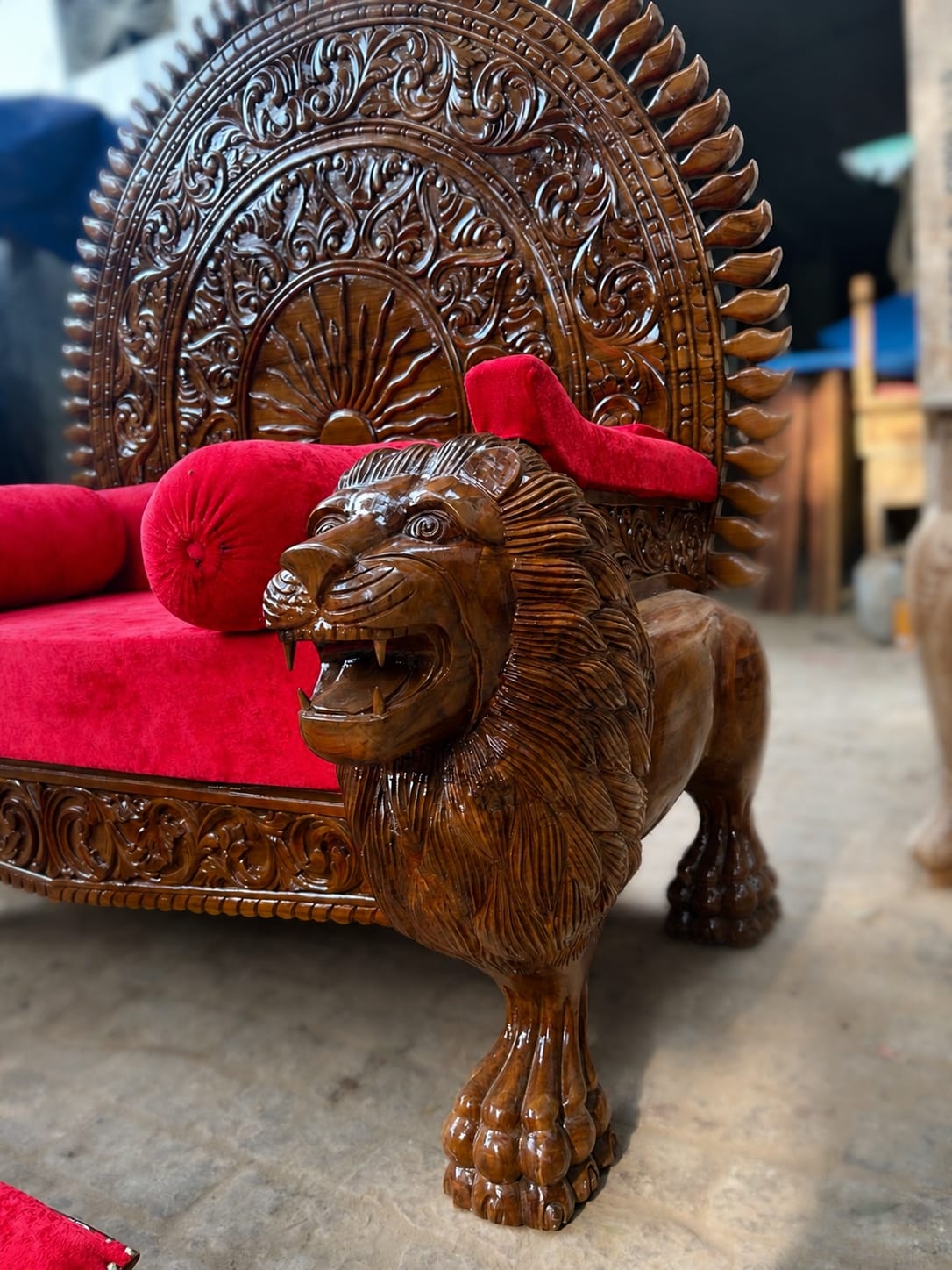 Luxury wooden Singhasan for Guruji in teak wood