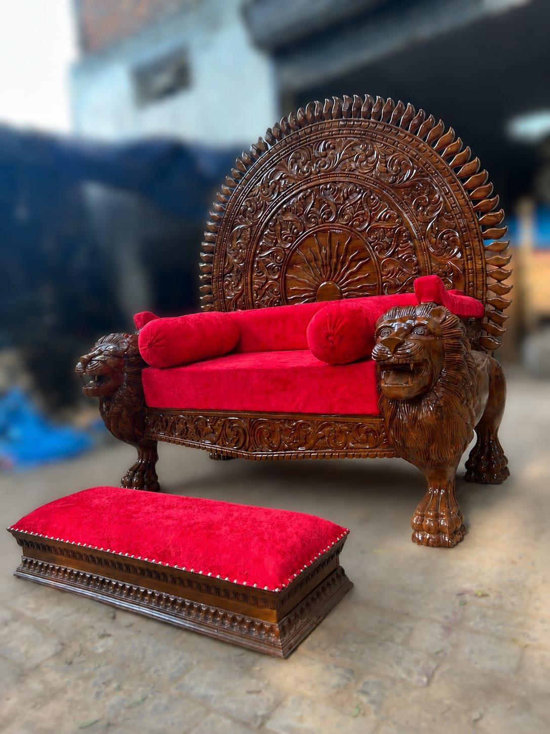 Royal hand-carved Singhasan for Guruji chair