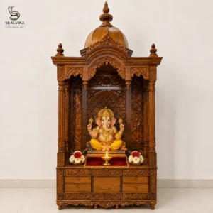 Big Temple wooden mandir for home with wheels by Shalvika Living