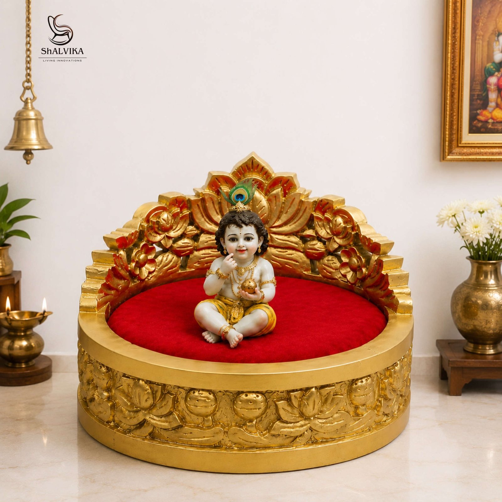 Premium Bed for Laddu Gopal Ji in Round