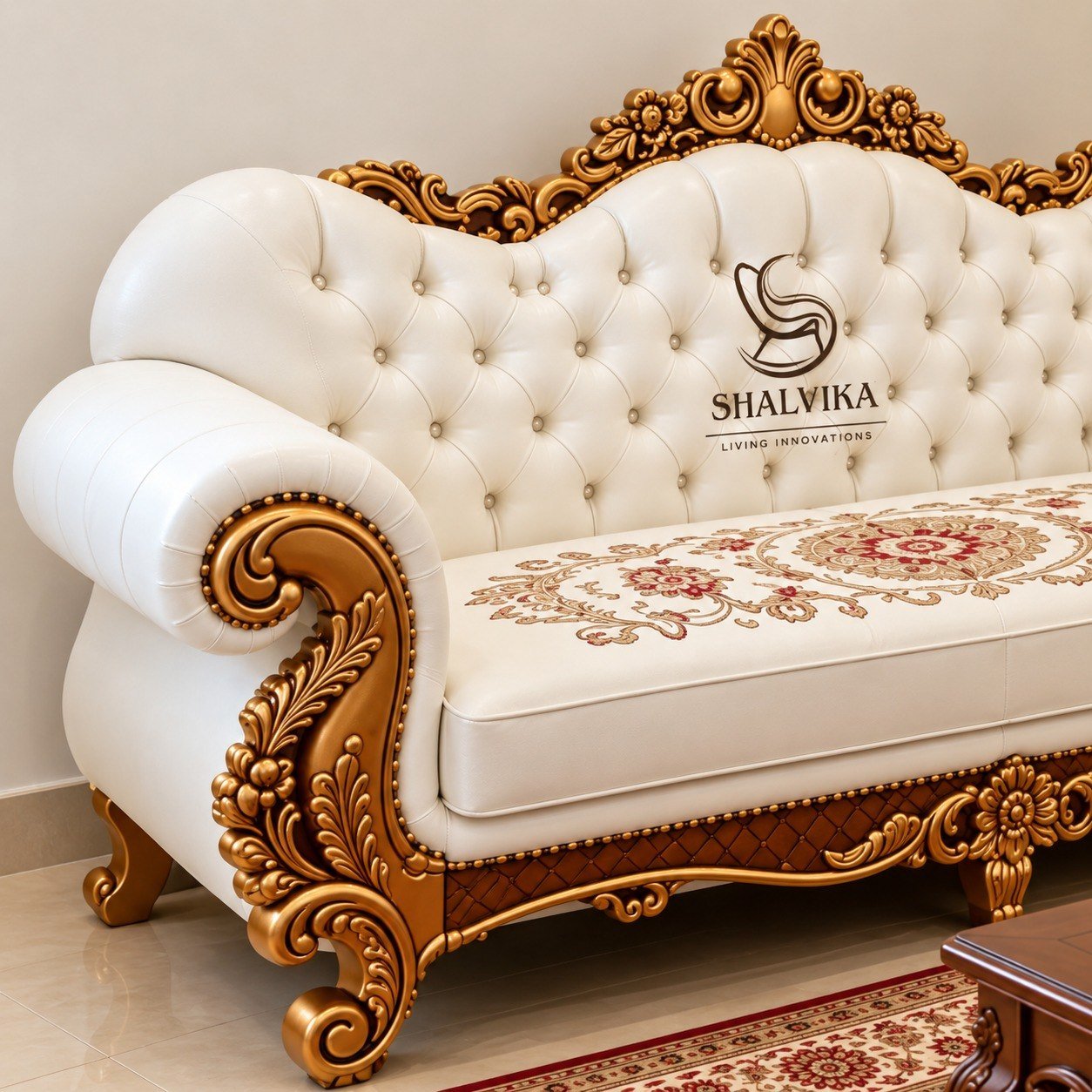 2 Piece Couch Set in Antique Gold by Shalvika Living