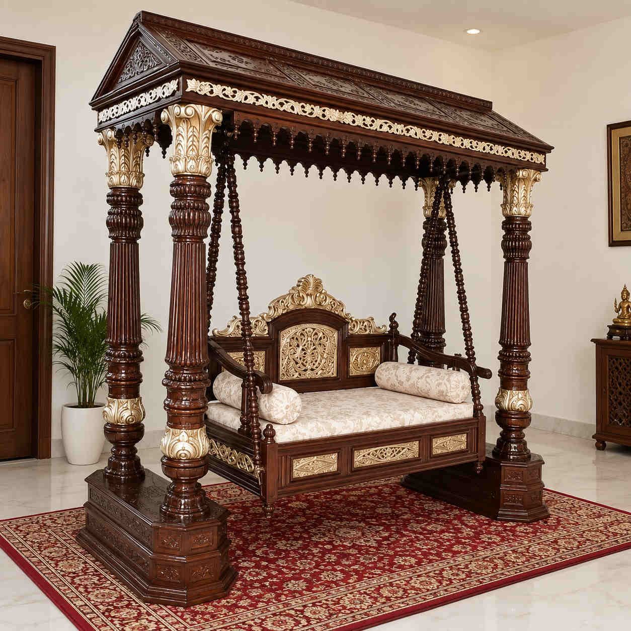 Handcrafted Wooden Swing Jhula for Home by Shalvika Living