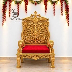 Luxury Guruji Chair with Lion Carving