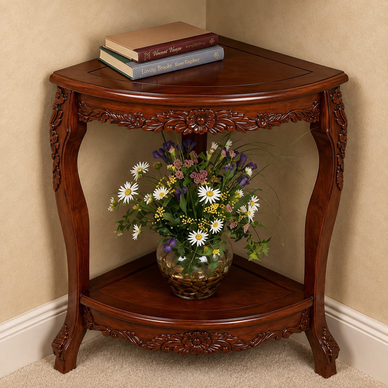 Customized Corner Wall Shelf Wooden for Home by Shalvika Living