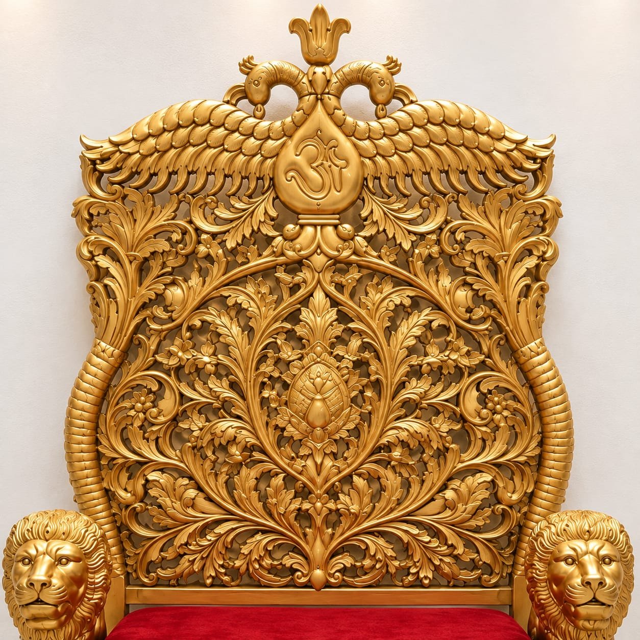 Fully Carved Guruji Chair with Lion Design