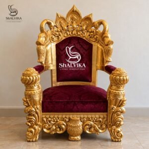 Grand Guruji Chair Singhasan in Antique Gold