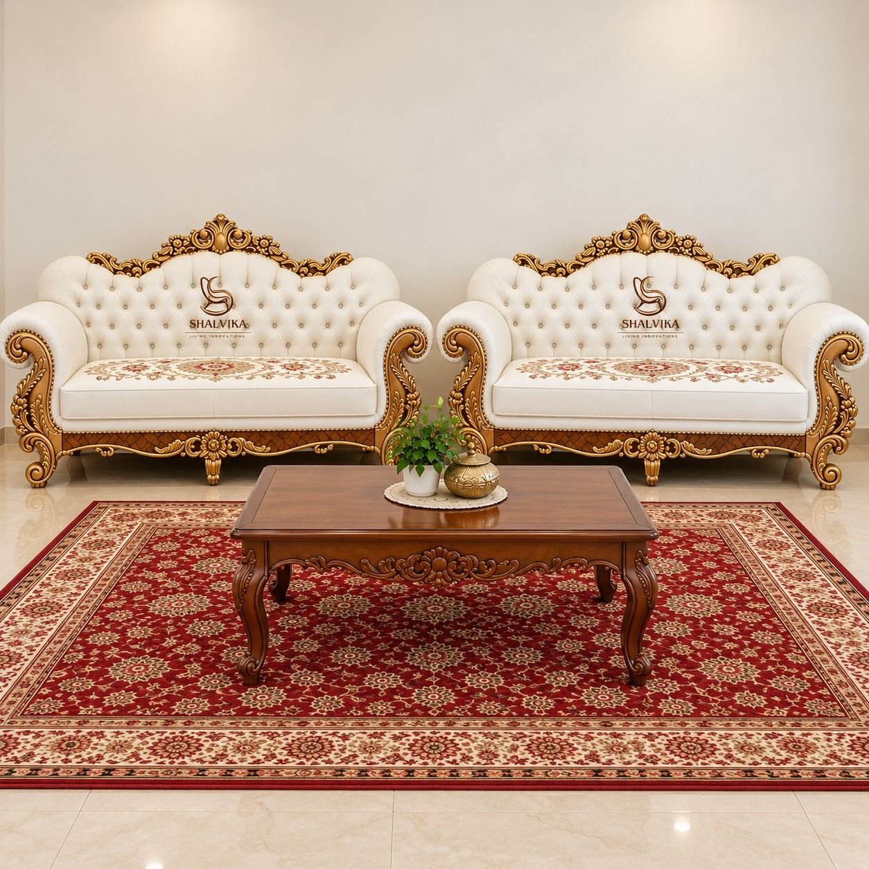 Premium 2 Piece Couch Set in Teak Wood by Shalvika Living