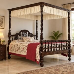 Traditional Four Poster Canopy Bed for Home by Shalvika Living