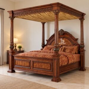 Vintage Bedroom Furniture Canopy Bed by Shalvika Living