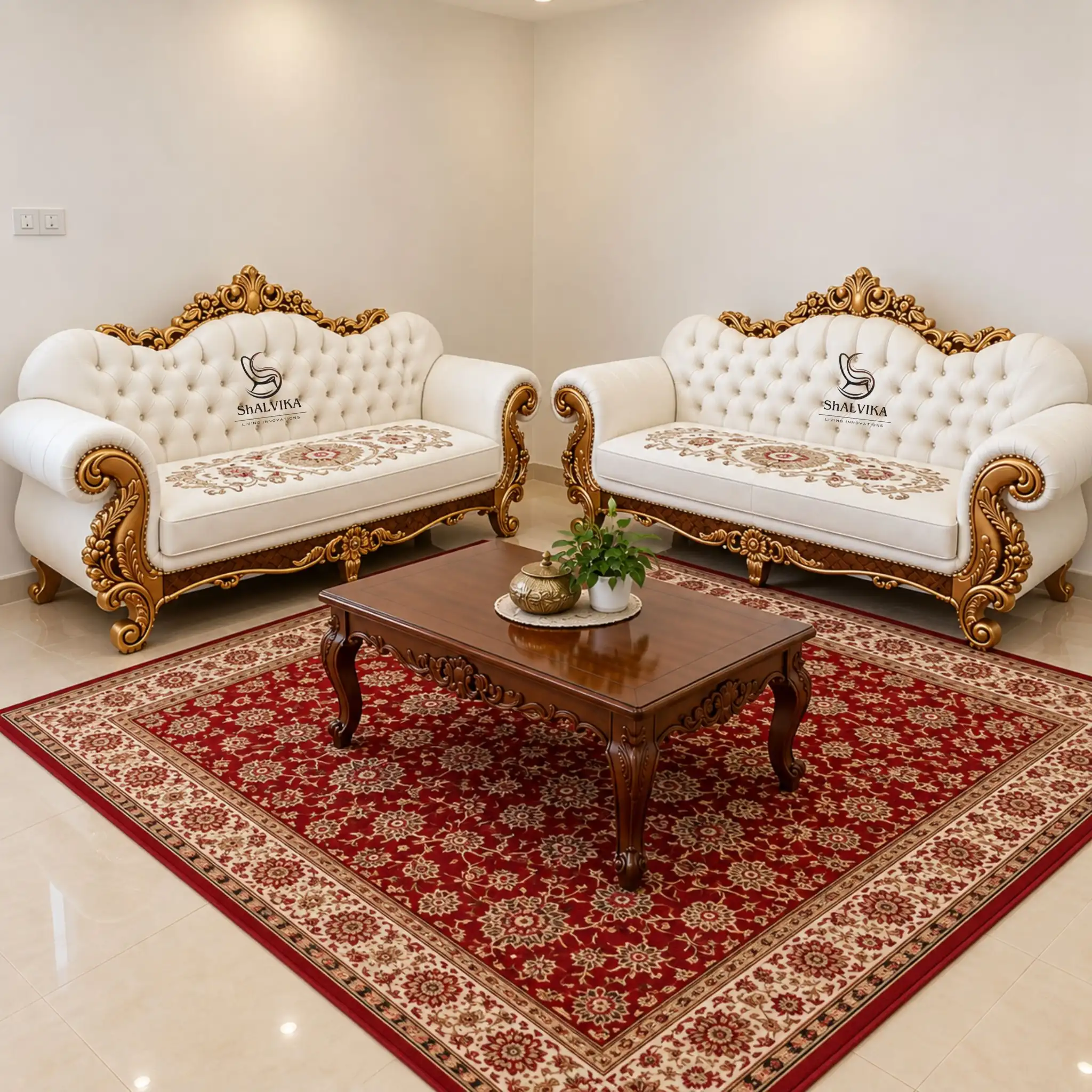 Wood Handcrafted 2 Piece Couch Set by Shalvika Living