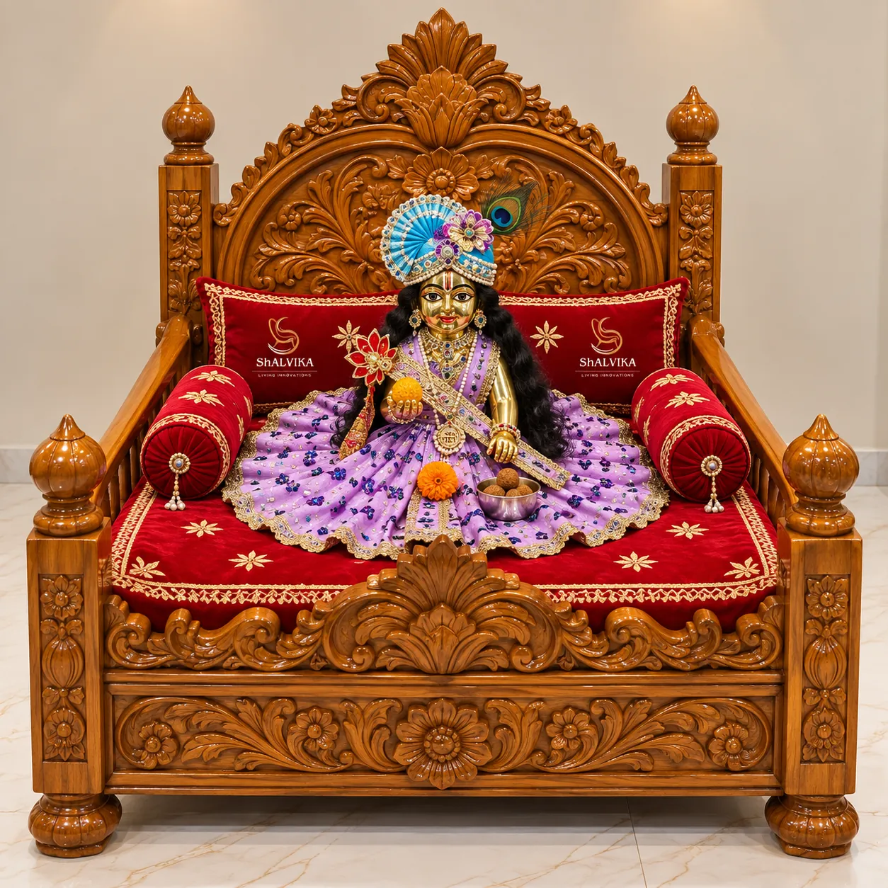 Kanha Ji Ka Bed – Best Teak Wood Laddu Gopal Singhasan