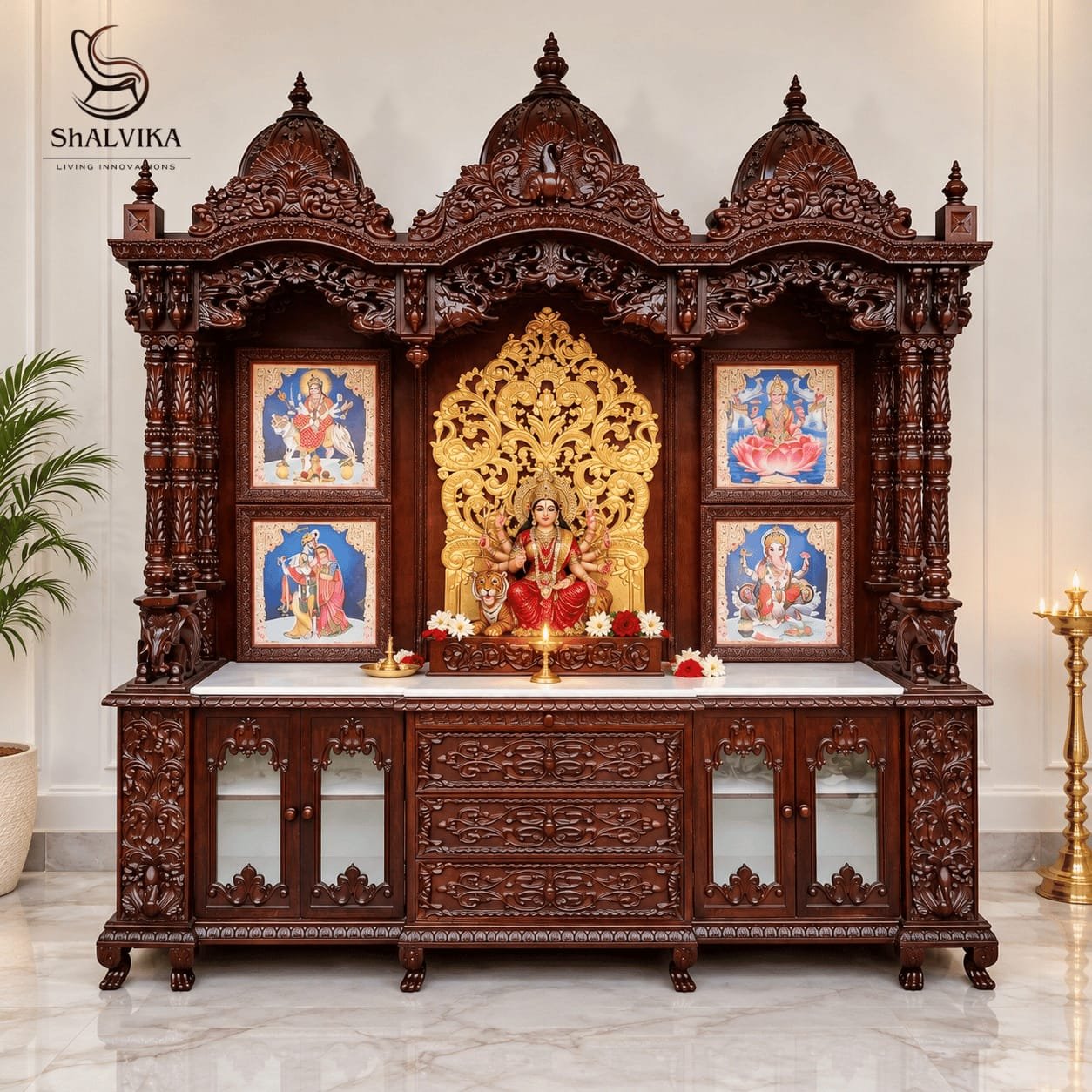 Large Mata Rani Temple in Teak Wood by Shalvika Living