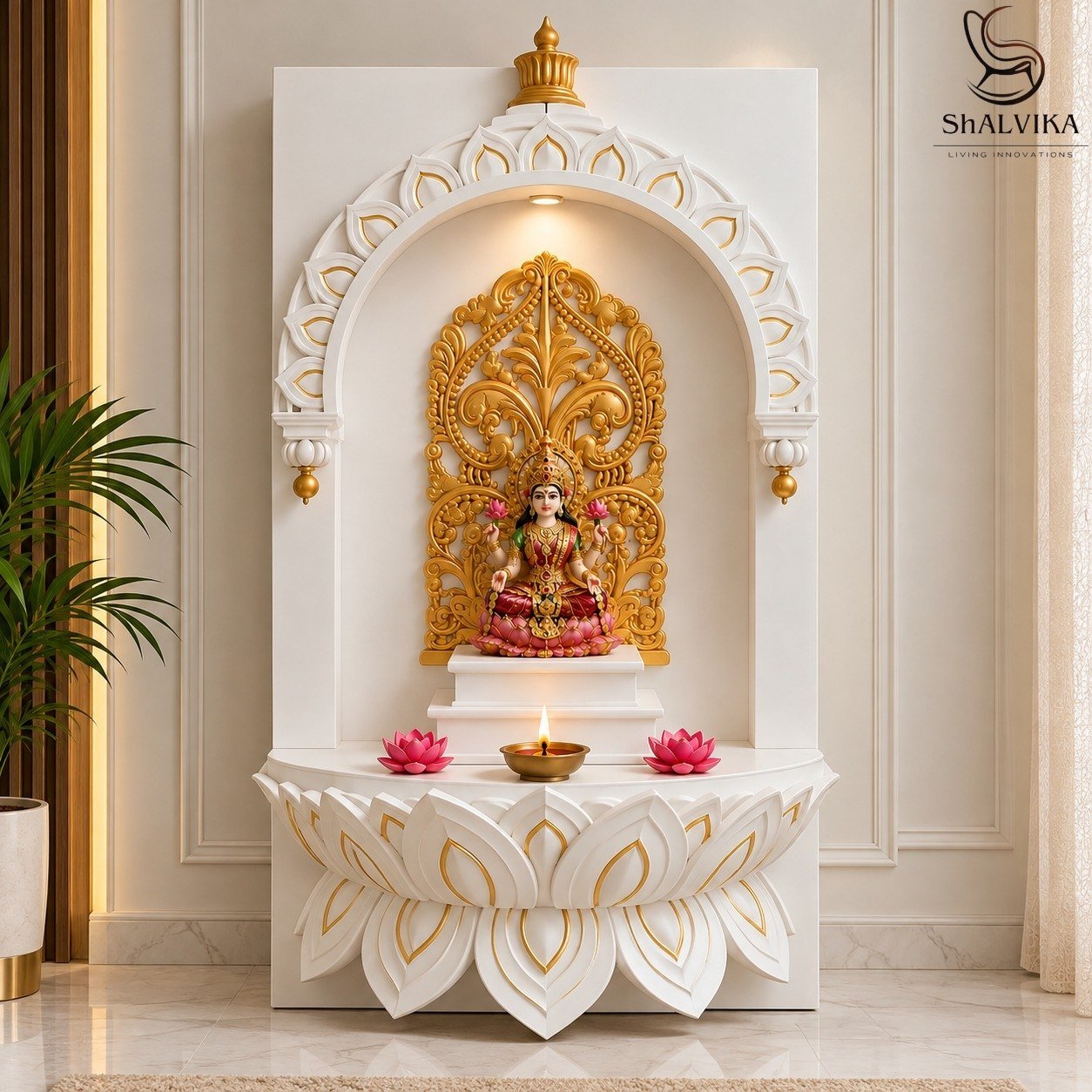 Modern Mata Rani Temple in Teak Wood by Shalvika Living