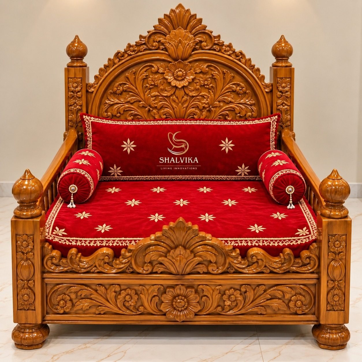 Kanha Ji Ka Bed in Teak Wood by Shalvika Living