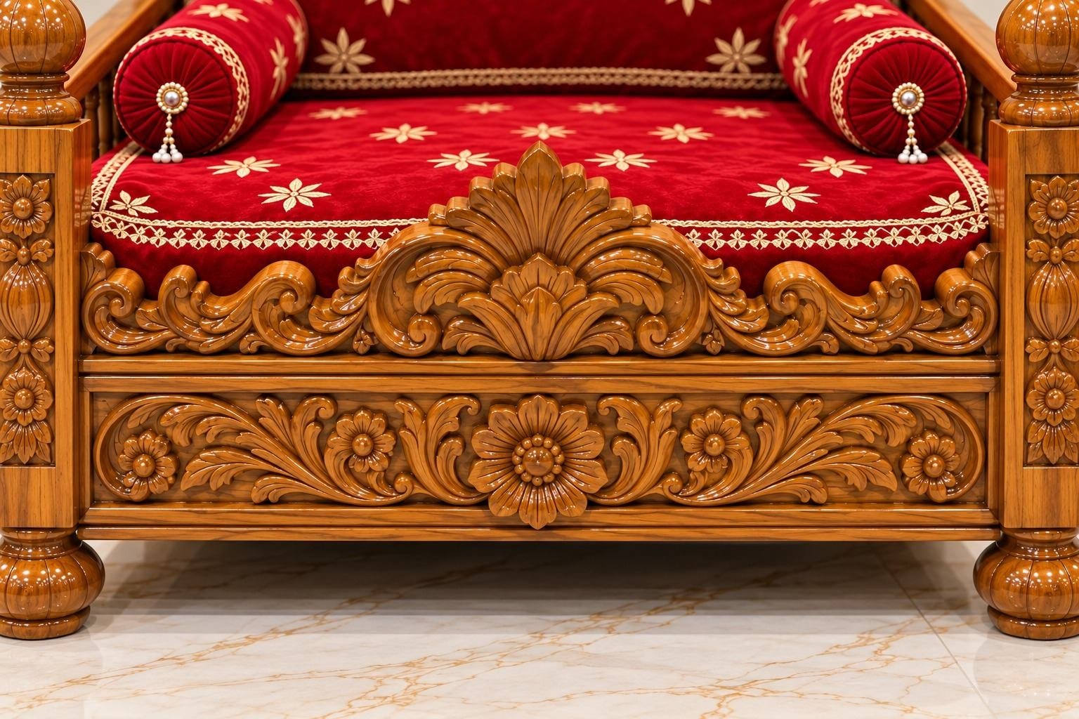 Premium Kanha Ji Ka Bed with Handcrafted Carving by Shalvika Living